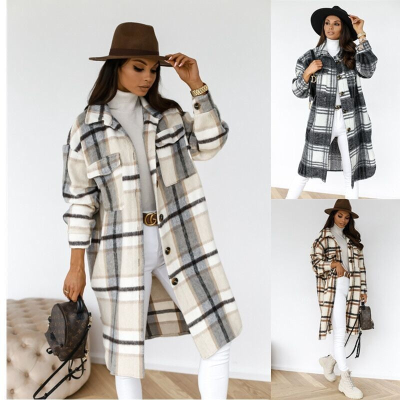 Dames plaid jas, stijlvol en comfortabel, perfect voor elke casual of trendy outfit in alle seizoenen.