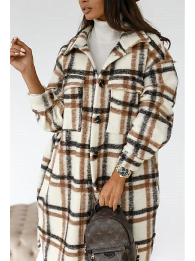 Casual dames plaid jas, comfortabele pasvorm en trendy ruitpatroon maken deze jas ideaal voor elke gelegenheid.