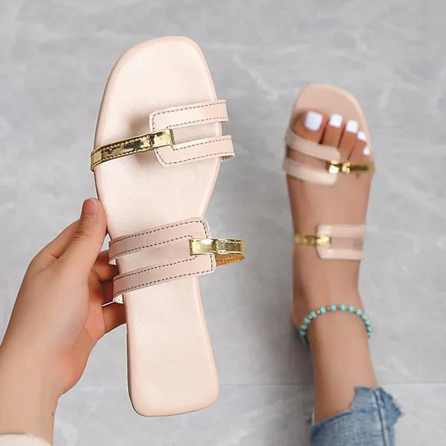 Avianne dames zomerslippers plat, met open teen; de ultieme strand- en vakantieschoenen.
