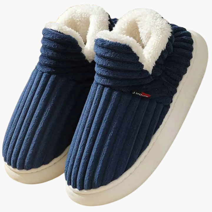 Gezellige dames instap slippers met geribbelde zool van zacht pluche. Ideaal voor thuisgebruik.