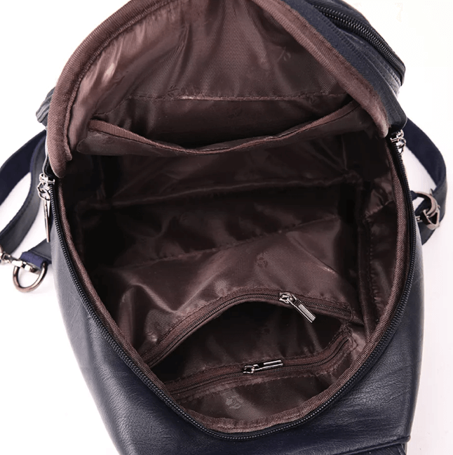 Premium waterdichte leren damesrugzak, met slimme anti-diefstal functies. Elegant & functioneel.