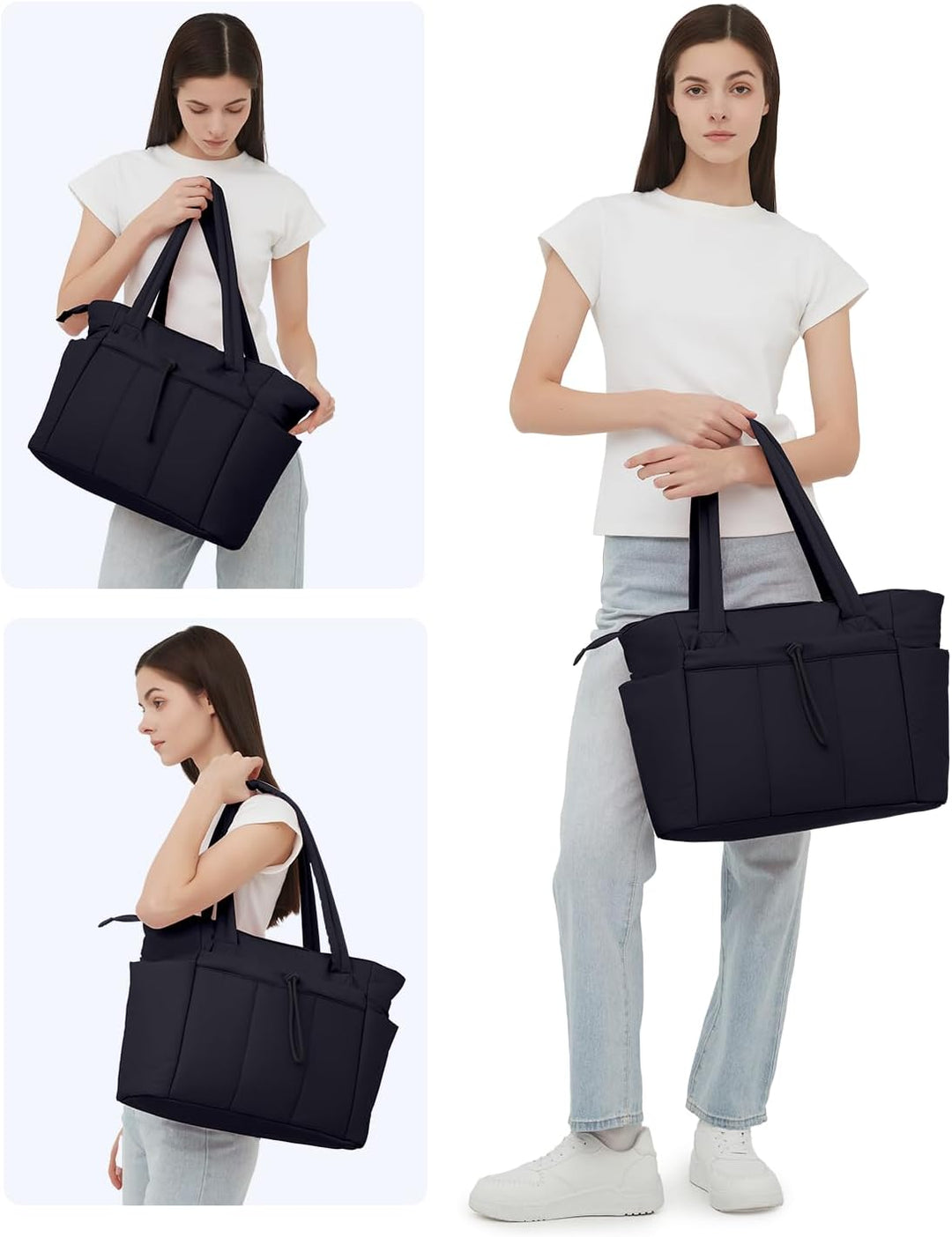 Stijlvolle dames laptoptas, een puffer schoudertas voor werk en studie.