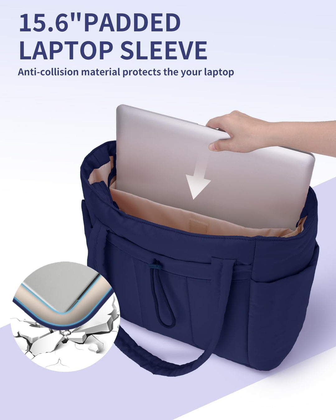 Georganiseerde dames tote bag, perfect voor werk, reizen, met laptopvak.