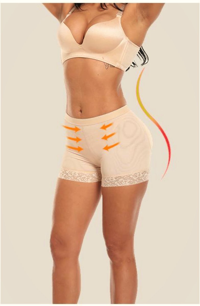Dames slipje met vulling; push-up billenlift lingerie; corrigerend ondergoed voor vollere, natuurlijke billen.