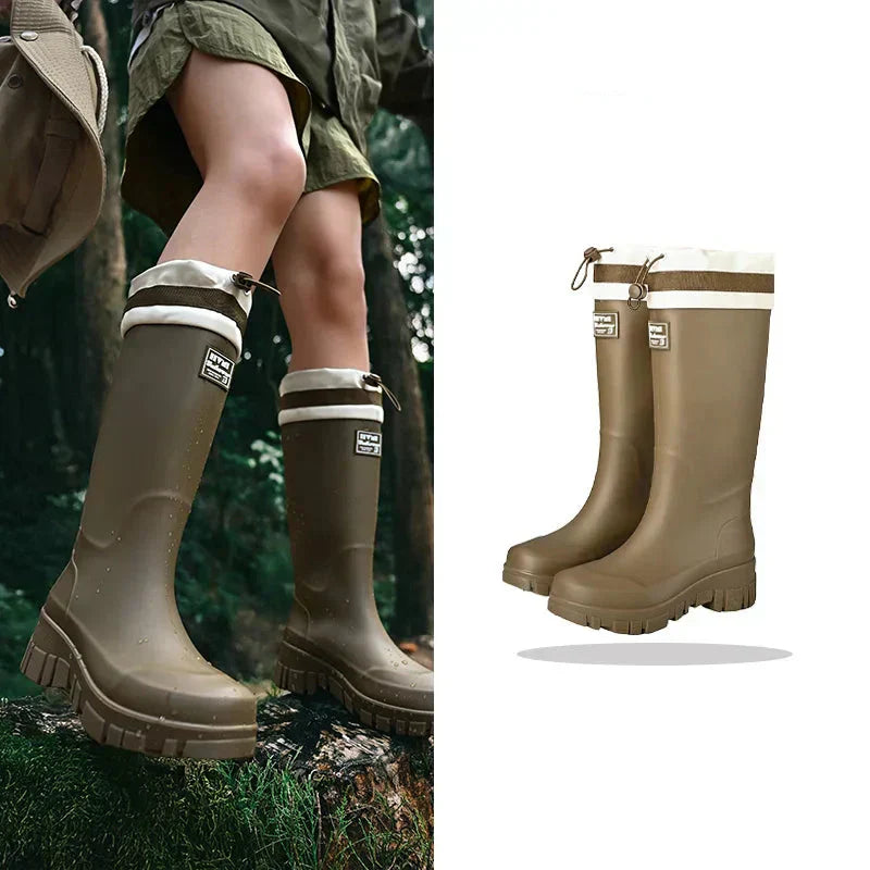 Dames laarzen: retro regenlaarzen Arlena, waterdicht, antislip en comfortabel voor herfst/winter wandelingen.