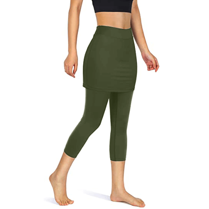 Dames sportlegging met geïntegreerde rok en zijzakken, voor optimale functionaliteit en een trendy look.