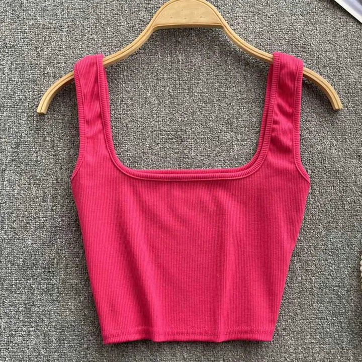 Zayra rugloze cropped tanktop dames, effen kleur. Ideaal voor warme dagen en festivaloutfits.