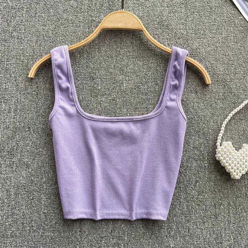 Korte tanktop rugloos, effen kleur. Comfortabele slim fit zomer top voor vrouwen.