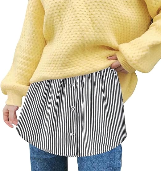 Praktische dames shirtverlenger met elastische tailleband; voor gelaagde en stijlvolle outfits.