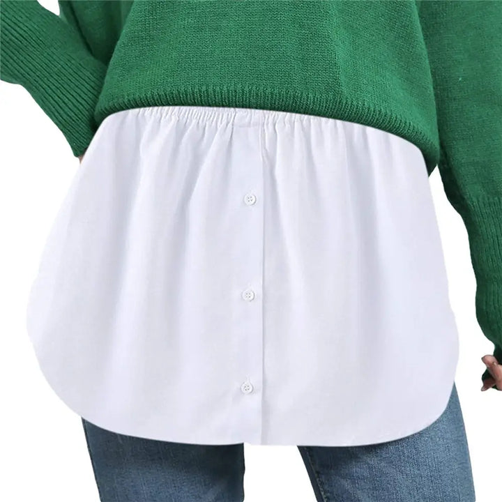 Ideale dames accessoire: shirtverlenger met elastische tailleband voor extra comfort en stijl.