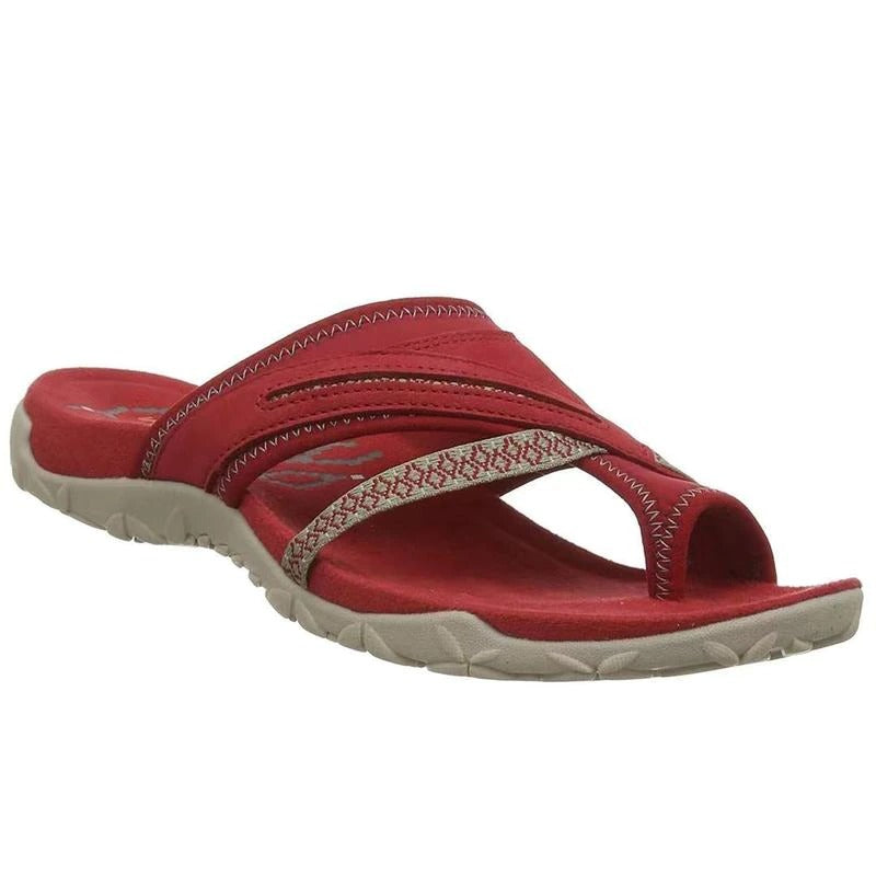 Comfortabele open damesschoenen met orthopedisch voetbed, ideaal voor warme zomerdagen.