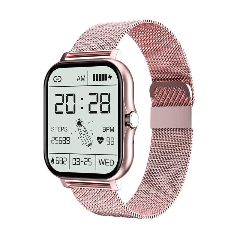 Dames smartwatch RoboWatch om pols, toont stijlvol design en compleet gezondheidsinzicht.