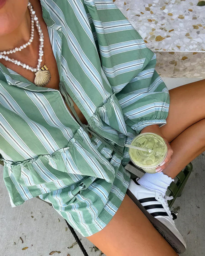 Dames Solenne vrijetijdsset; stijlvol, luchtig en comfortabel tweedelig outfit voor de zomer.