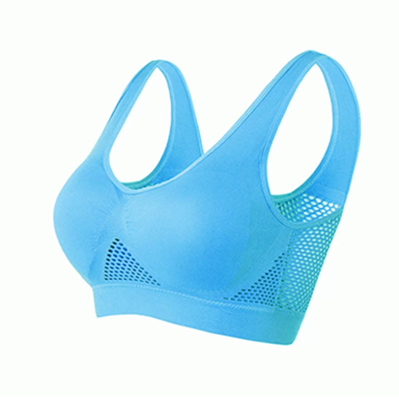 Ademende dames sport bh met mesh panelen, ideaal voor hardlopen en intensieve training.