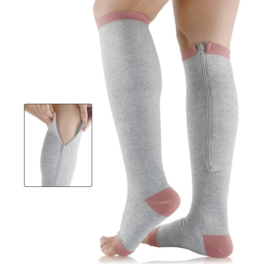 Comfortabele compressiekousen dames met rits, verminderen zwelling en voetpijn effectief.
