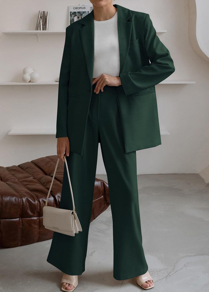 Dames modieuze twee-delige set: blazer en pantalon voor een verfijnde en stijlvolle look.