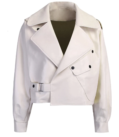 Opvallende rode leren Chaqueta™️ damesjas, moderne en stijlvolle trendy buitenkleding voor vrouwen.