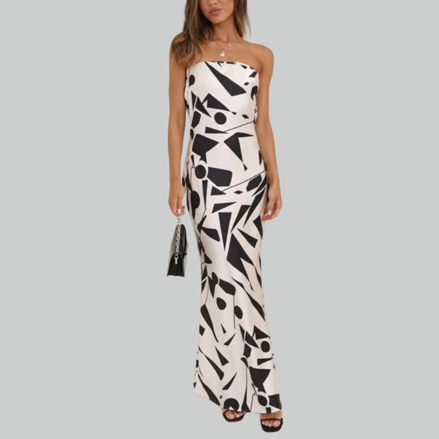 Ideale strapless maxi-jurk voor vakantie, jadekleurig, luchtig en elegant voor zomerse dameskleding.