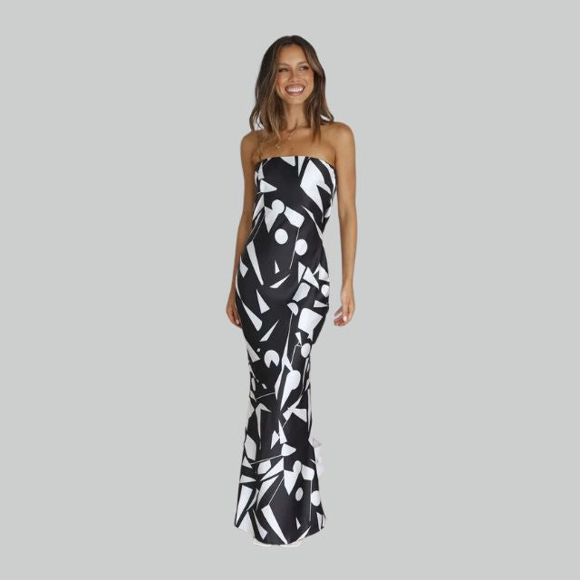 Elegante strapless maxi-jurk voor dames, jadekleurig, comfortabel en perfect voor avonden of casual.
