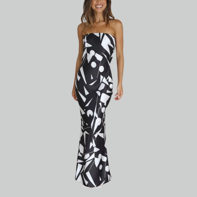 Casual doch elegante jade strapless maxi-jurk, comfortabele damesjurk voor diverse gelegenheden.