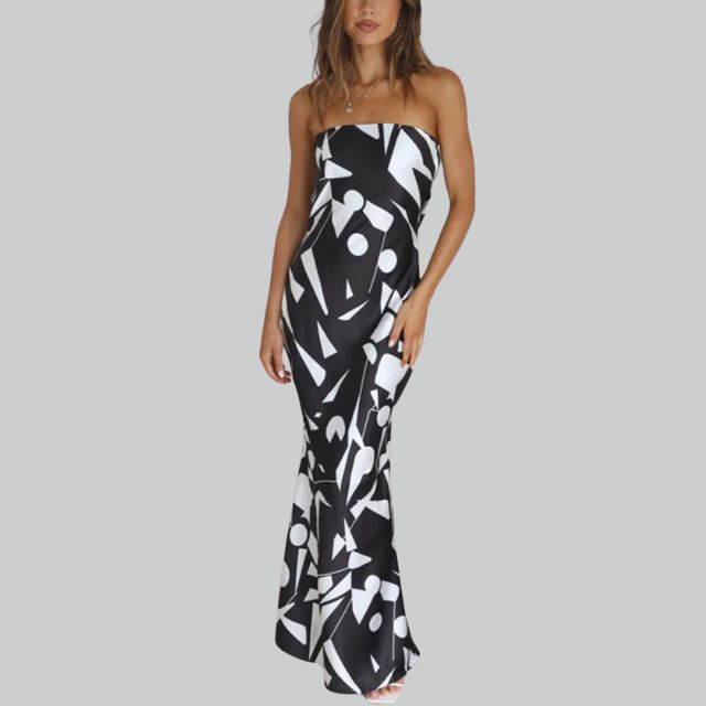 Jade strapless maxi-jurk voor dames, luchtig ontwerp, ideaal als zomer- of avondjurk van polyester.