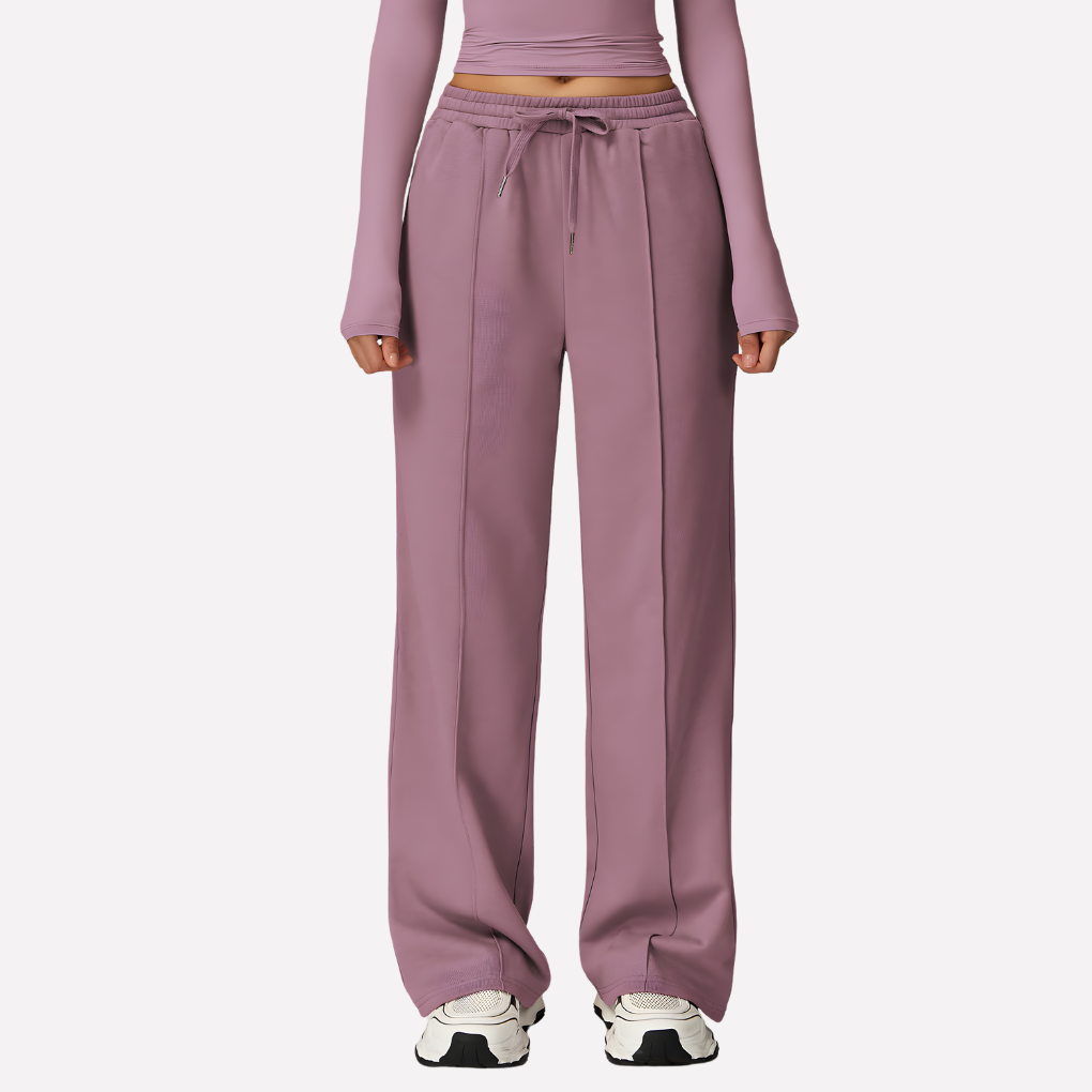 Comfortabele dames sweatpants met wijde pijpen en relaxte pasvorm, voor ultiem gemak thuis of onderweg.