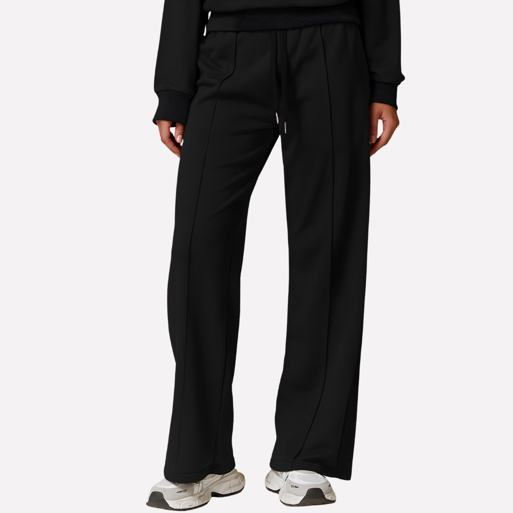 Trendy dames sweatpants met wijde pijpen, modieus en comfortabel voor een stijlvolle streetwear look.