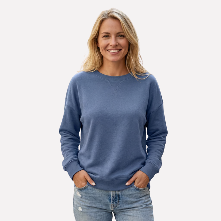 Dames sweatshirt met ronde hals, comfortabel en casual voor dagelijks gebruik.