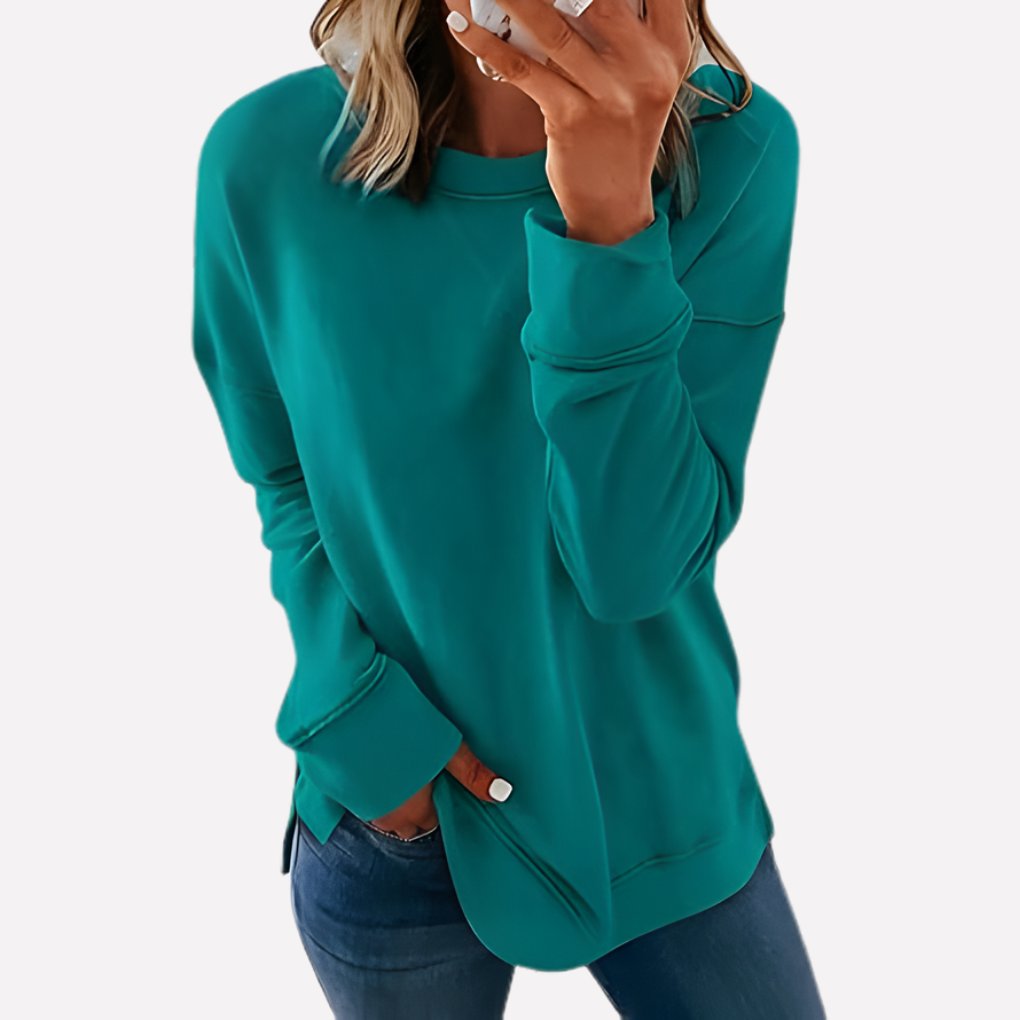 Zwart dames sweatshirt met ronde hals, essentieel comfortstuk voor mode.