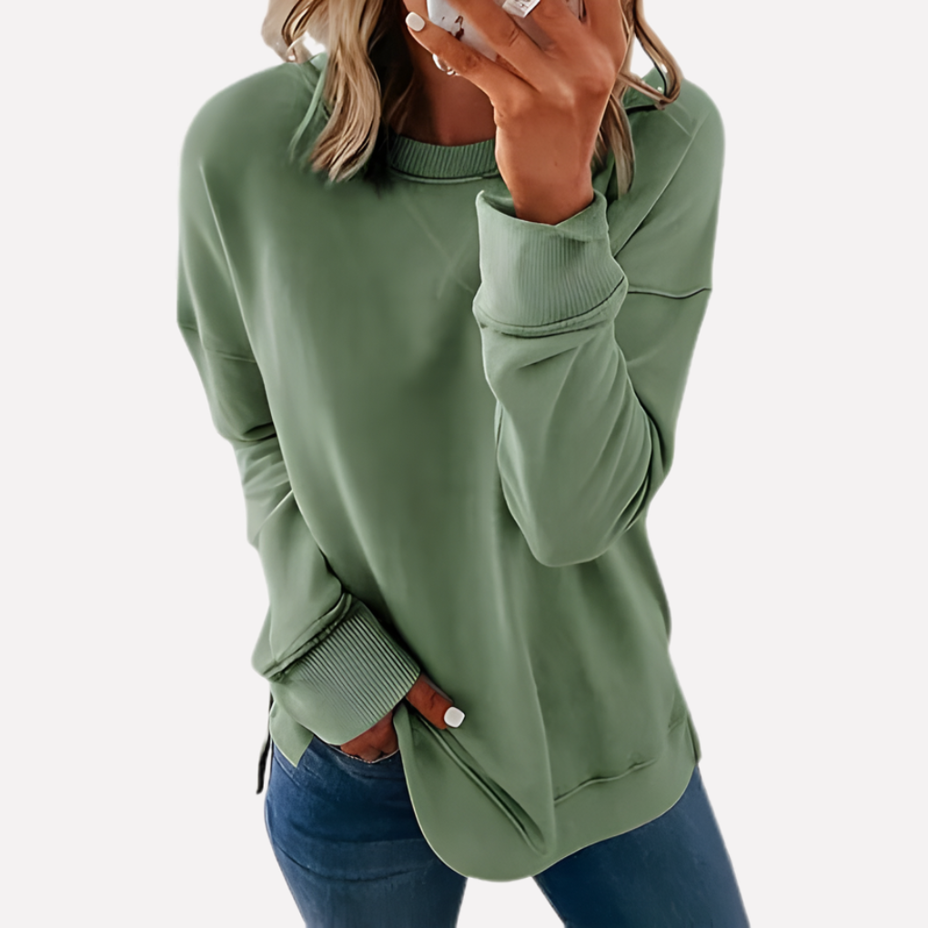 Bordeauxrood dames crewneck sweatshirt, elegante casual kleding, zacht en warm.