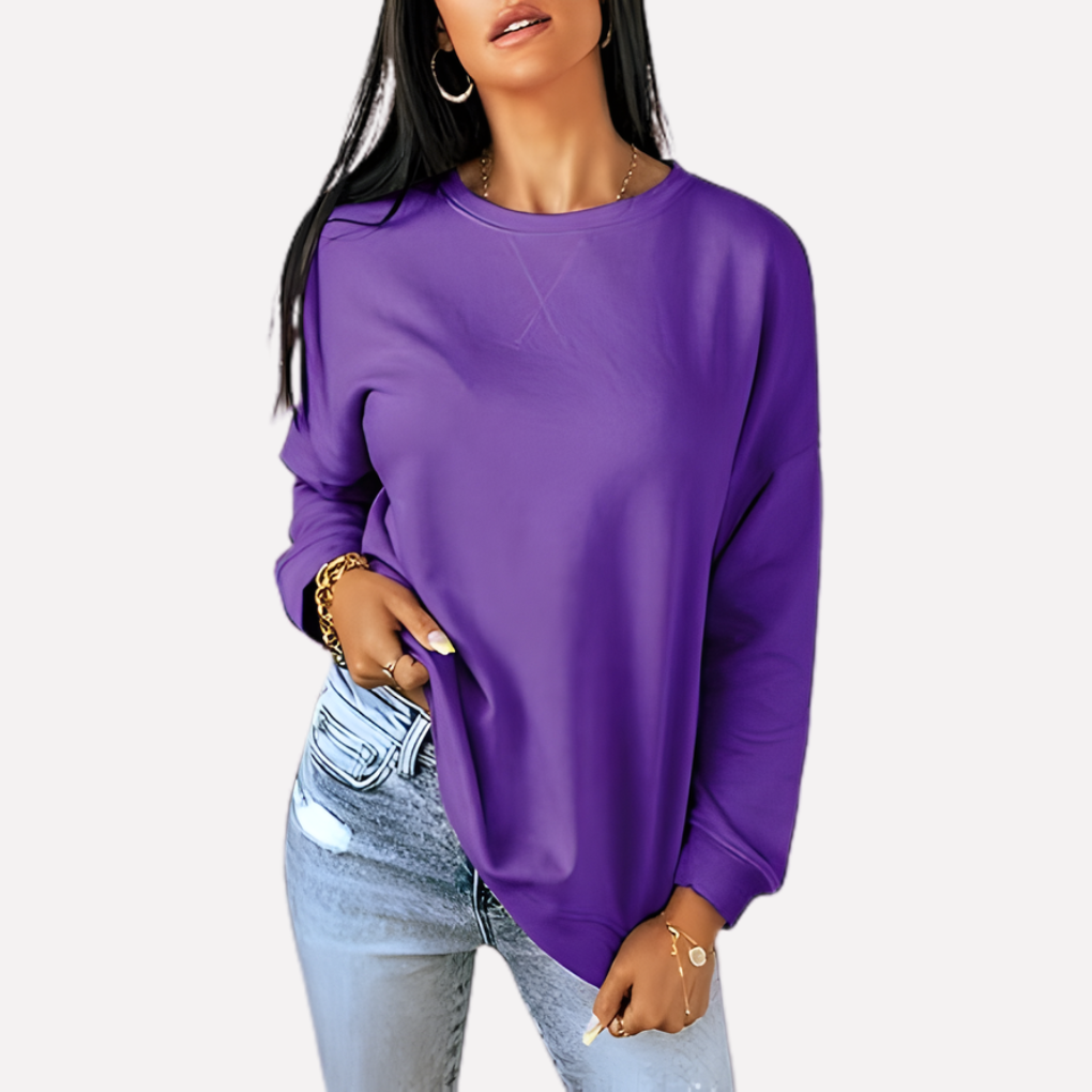 Gestreept dames sweatshirt met ronde hals, modieus, comfortabel en ontspannen pasvorm.