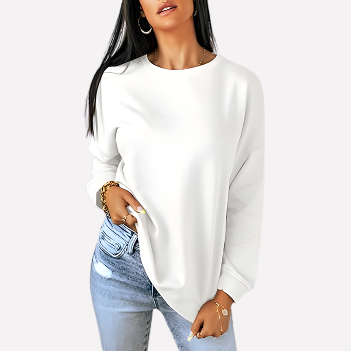 Effen dames crewneck sweatshirt, ontspannen pasvorm voor dagelijks comfort.