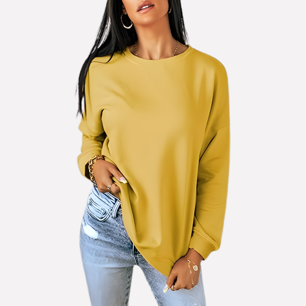 Zacht dames sweatshirt met ronde hals, comfortabele en veelzijdige casual kleding.