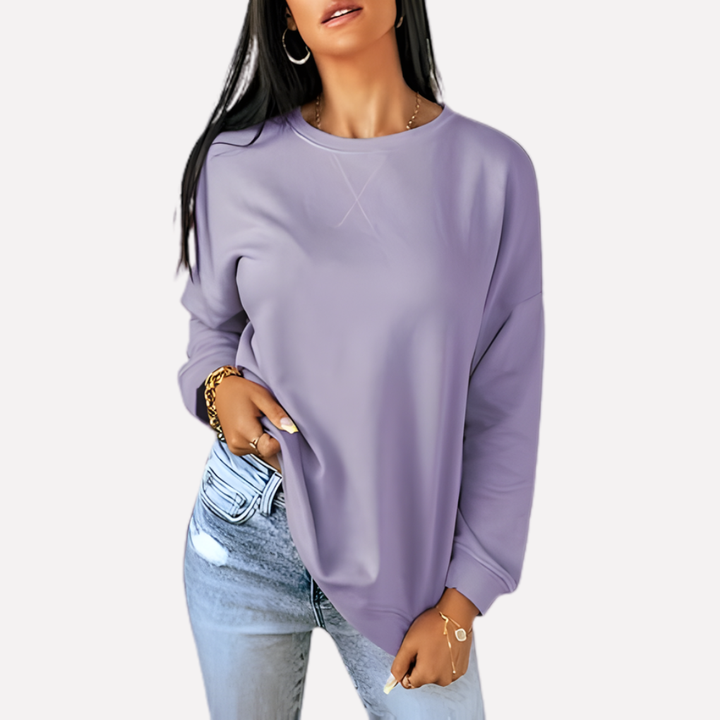 Dames sweatshirt met lange mouwen, ronde hals, perfecte casual look, ontspannen.