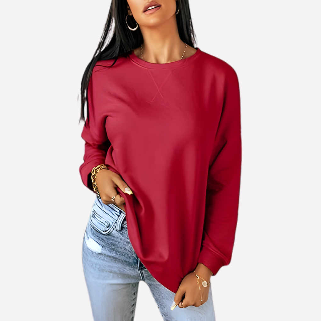 Comfortabel dames sweatshirt, crewneck, eenvoudige maar stijlvolle mode-uiting.