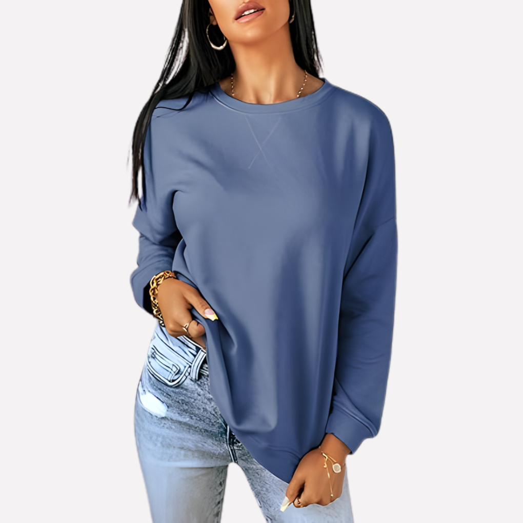 Dames crewneck sweatshirt in effen kleur, basisstuk voor elke casual garderobe.