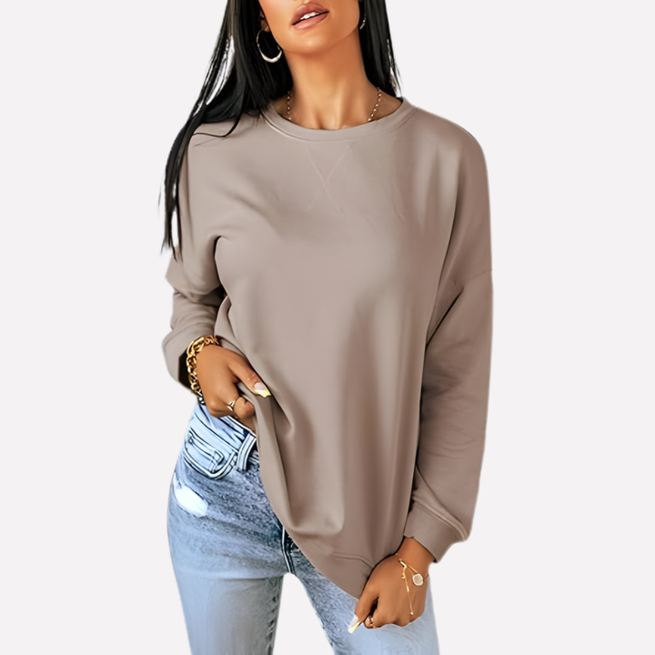 Veelzijdig dames sweatshirt, ronde hals, comfortabel en makkelijk te combineren.