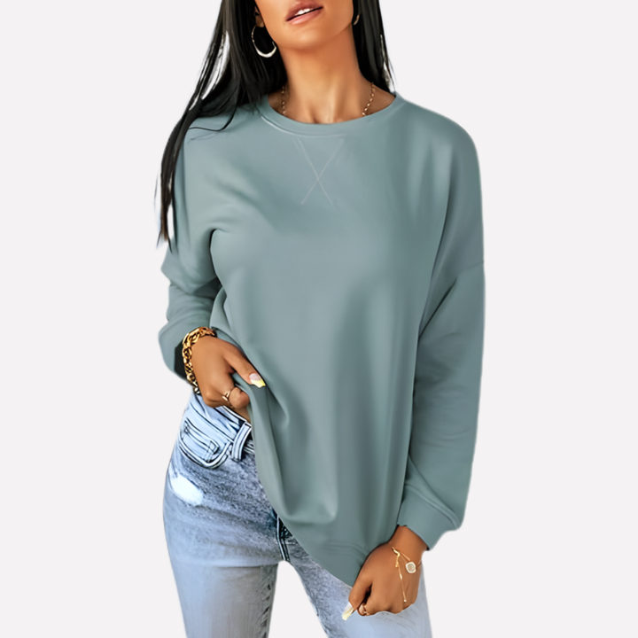 Comfortabel grijs dames crewneck sweatshirt, veelzijdig en stijlvol.