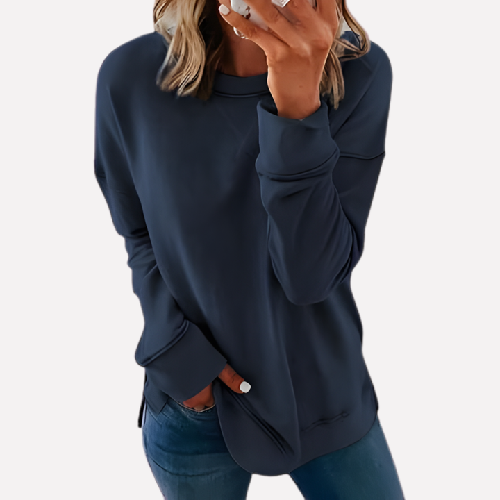 Groen sweatshirt voor dames, relaxte pasvorm, lange mouwen, comfortabel en trendy.