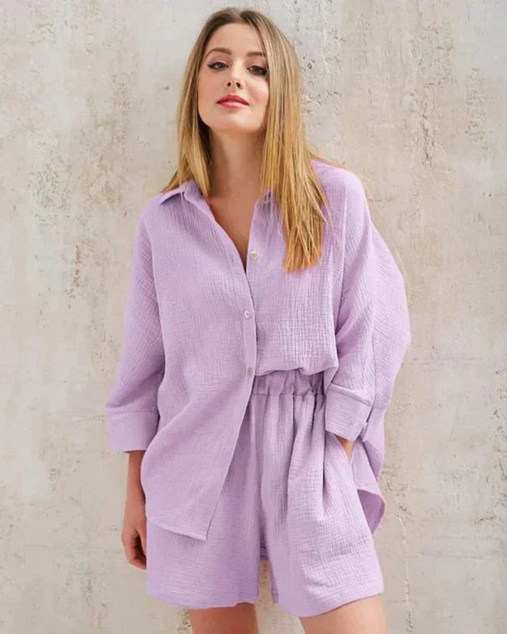 Lichtgewicht dames Tabea tweedelige zomer set met verfijnde structuur, comfortabel en modieus design.