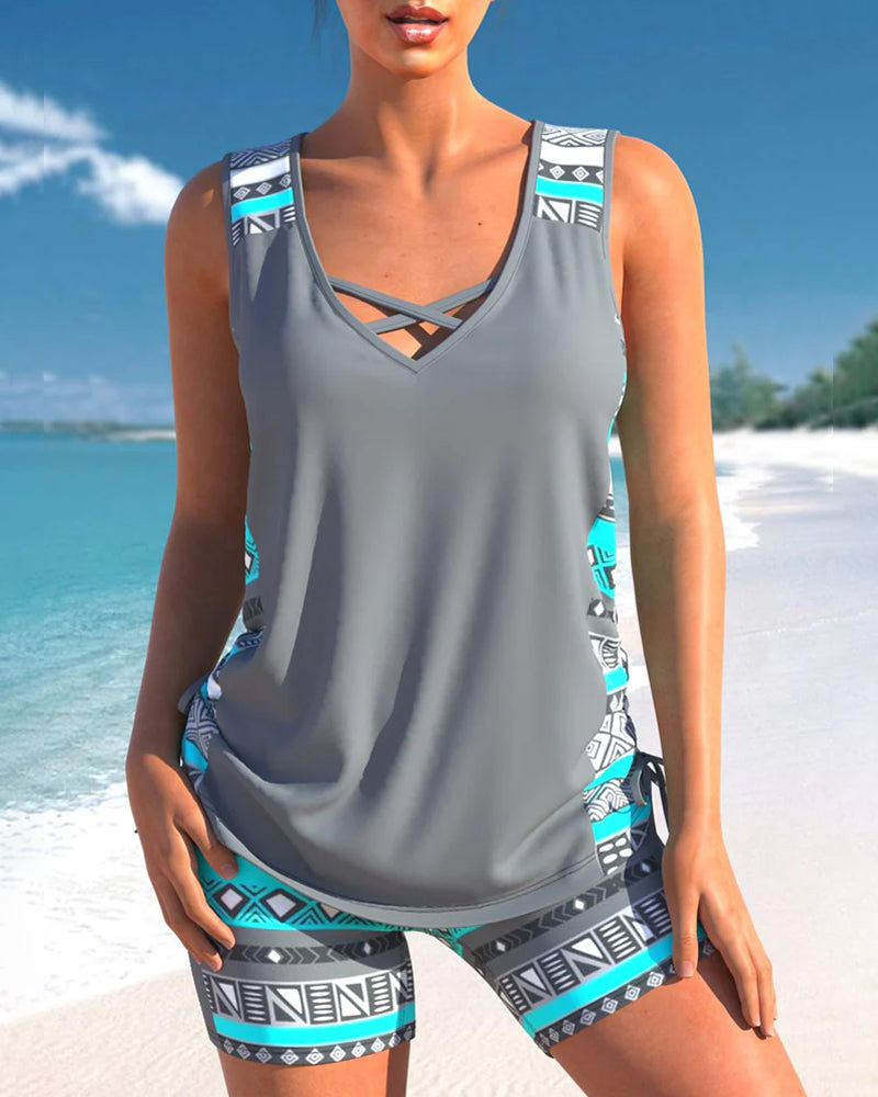 Dames tankini badpak, comfortabel en stijlvol voor strand en zwembad. Perfecte zomer zwemkleding.