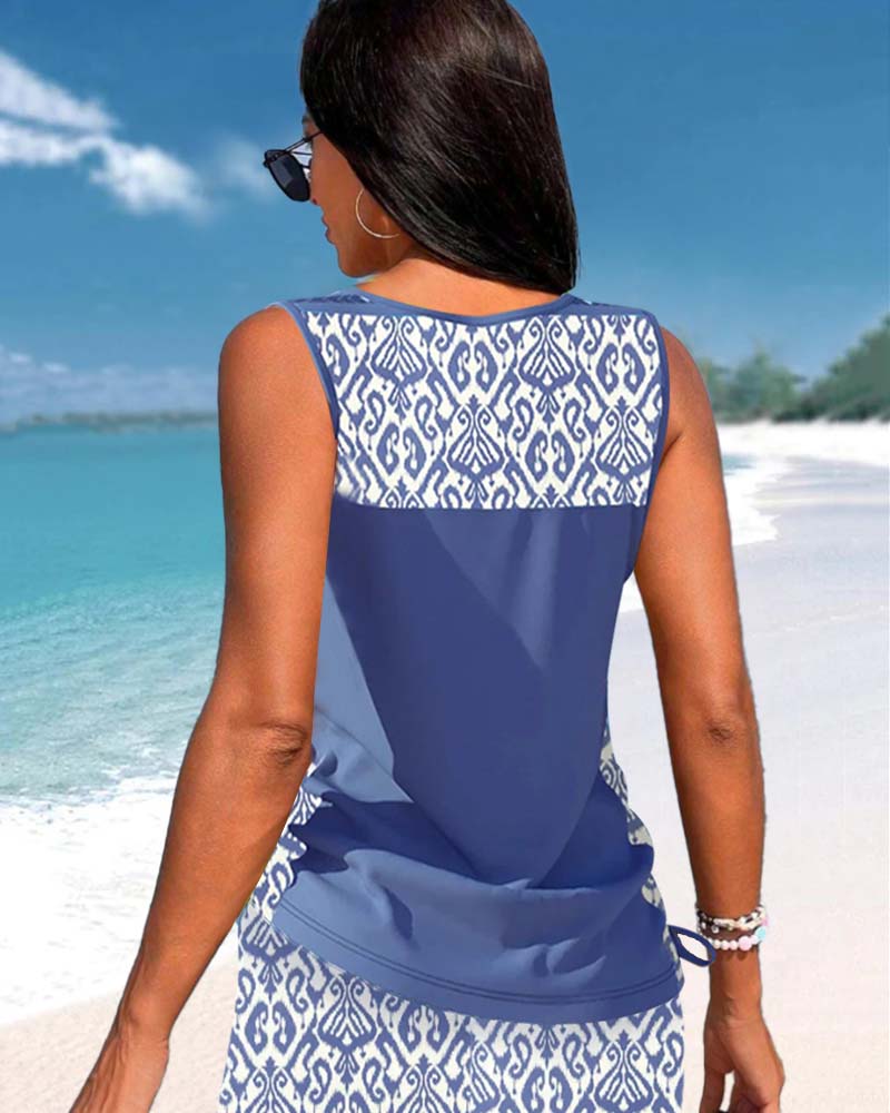 Chique dames tankini badpak, biedt comfort en stijl voor een zelfverzekerde uitstraling.
