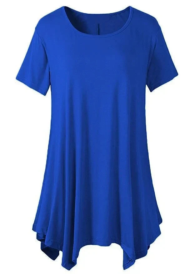 Relaxed dames t-shirt met korte mouwen, loose fit en comfortabel voor een zorgeloze zomerdag.