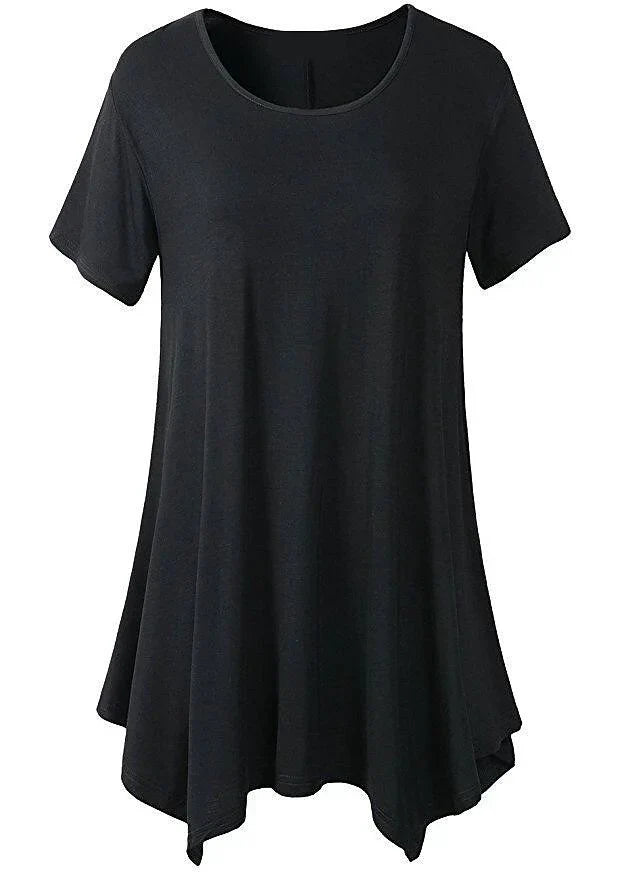 Effen dames basic loose fit t-shirt met korte mouwen en ronde hals, een comfortabele zomer essential.