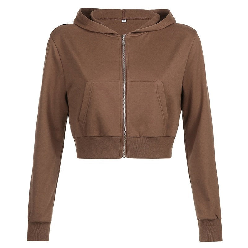 Comfortabele dames cropped hoodie met rits en capuchon, ideaal voor dagelijks gebruik.