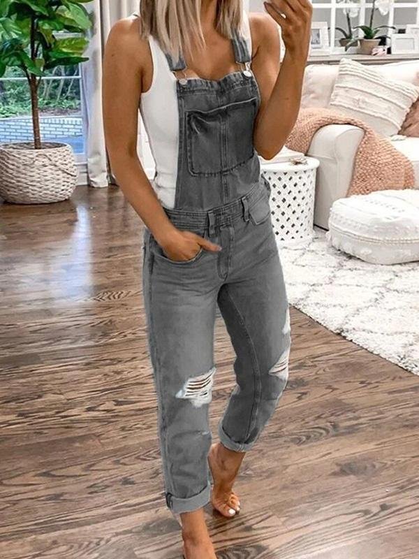 Casual dames jumpsuit met geribbelde stof, een comfortabele en stijlvolle keuze voor dagelijks gebruik.
