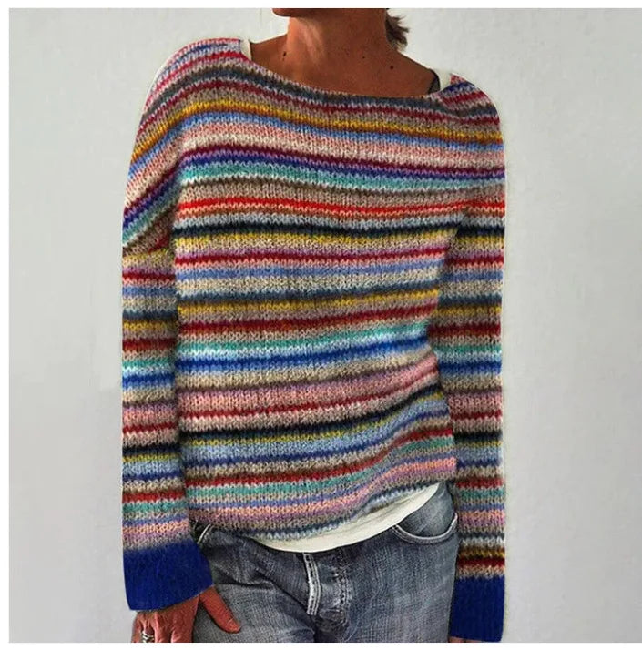 Stijlvolle dames trui met geborduurd patroon. Vintage look, veelzijdig voor casual wintermode.