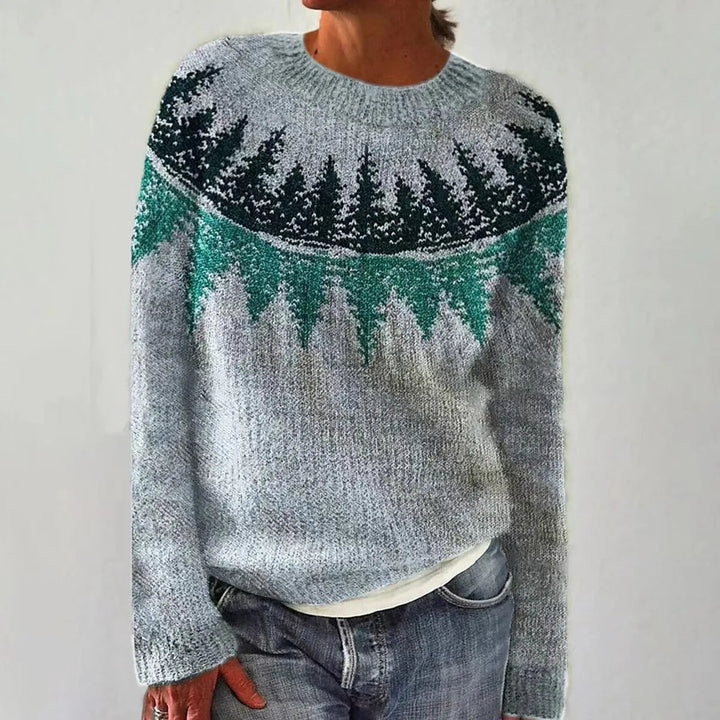 Warme dames trui met ingeweven patroon. Comfortabele winter trui, geschikt voor dagelijks gebruik.