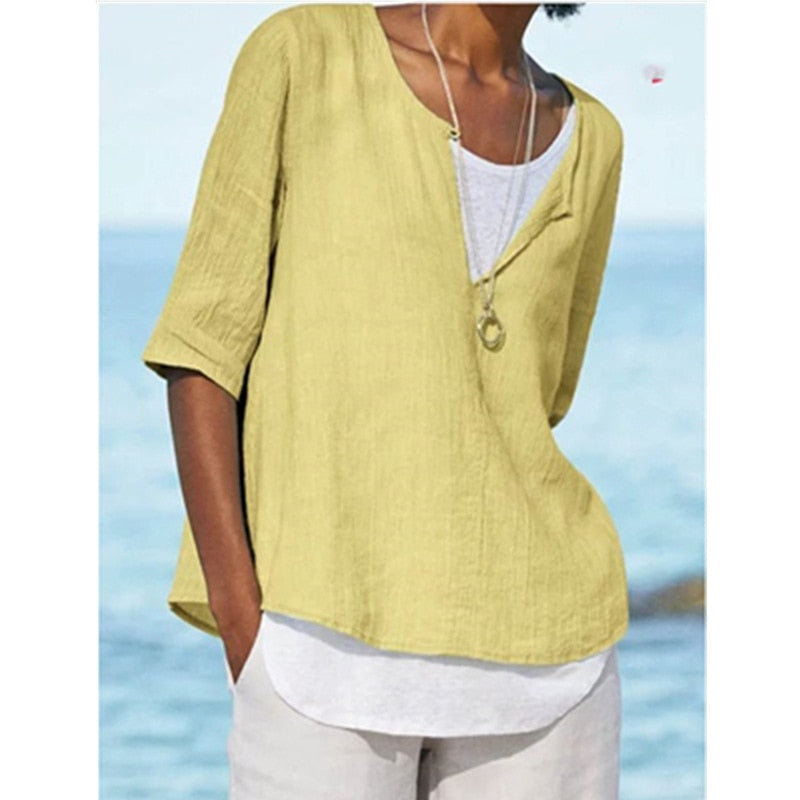 Grijs casual V-hals T-shirt voor dames, comfortabele en modieuze top.