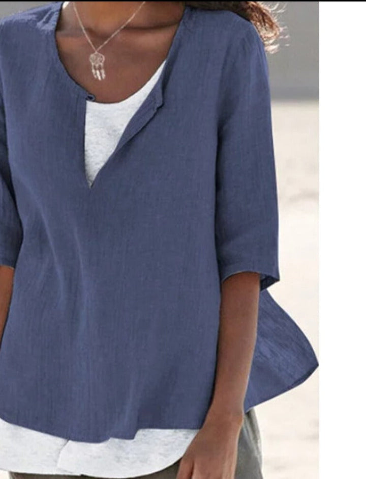 Elegant dames V-hals shirt, zacht en comfortabel, een must-have voor zomerstijl.